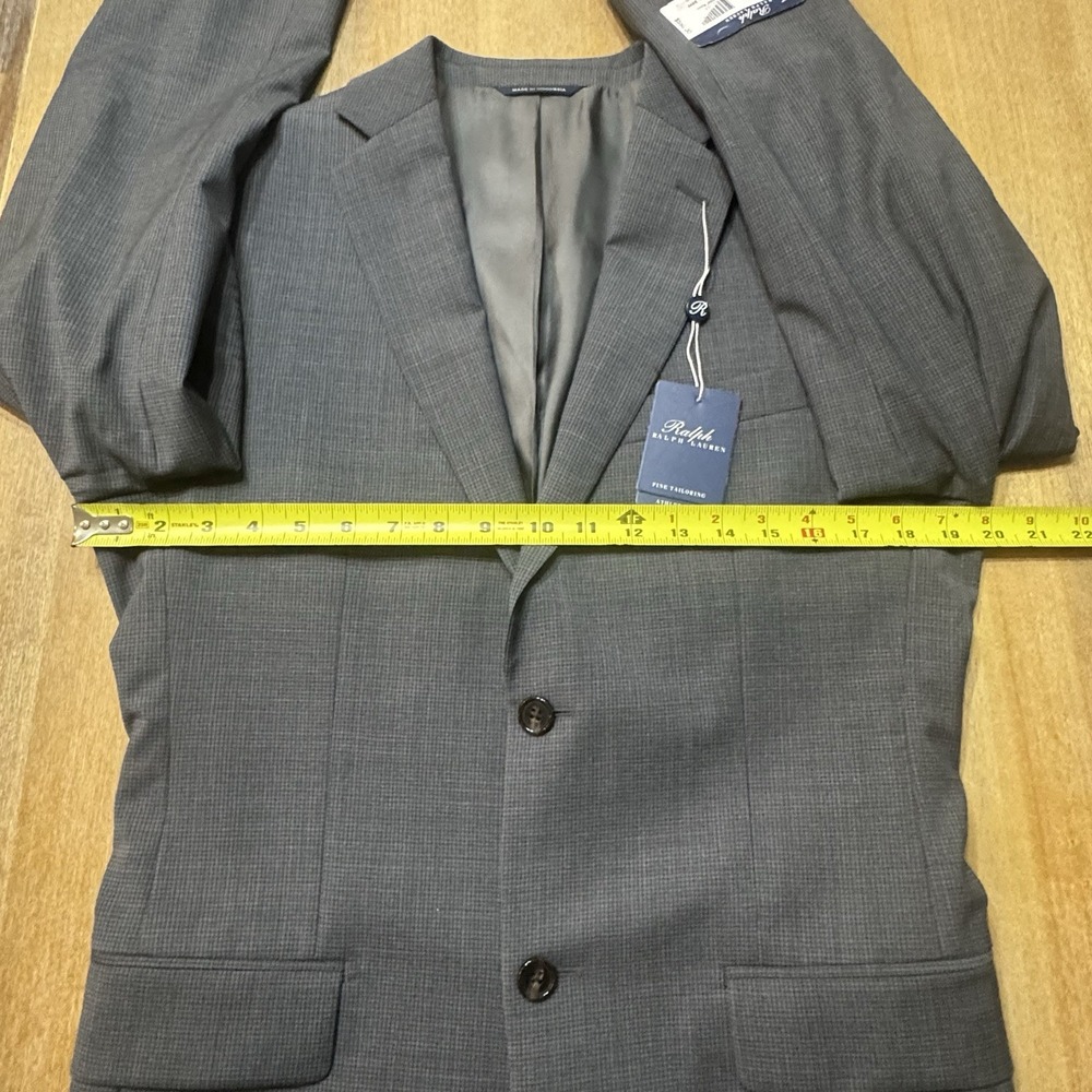 Men's Ralph Lauren Blazer 36r Athletic Fit‎ Gray Check Wool Stretch - Picture 6 of 16